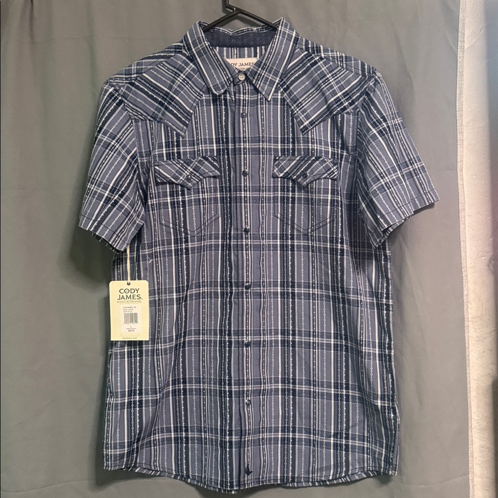 Cody James Men’s Short-Sleeve Blue Button-Up Shirt
